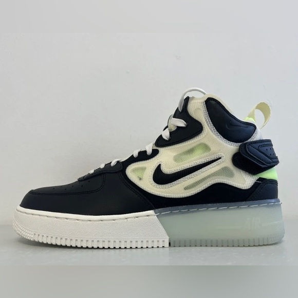 Nike Air Force 1 Mid React Sail Black Ghost Green Men's Size 9.5 - Picture 3 of 11